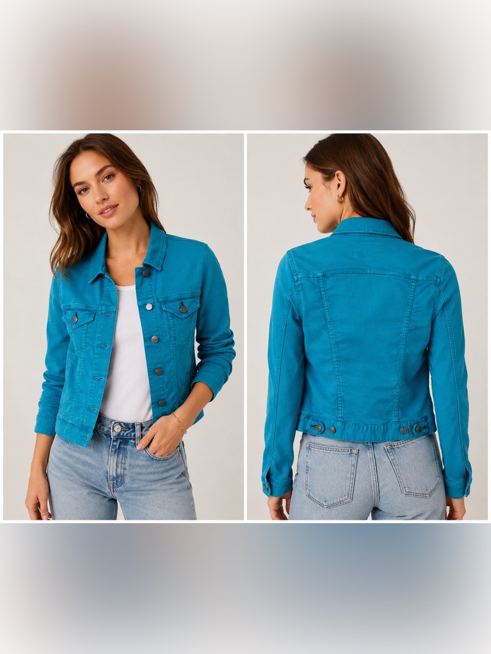Rag & Bone turquoise stretch trucker denim jacket made in USA size small
